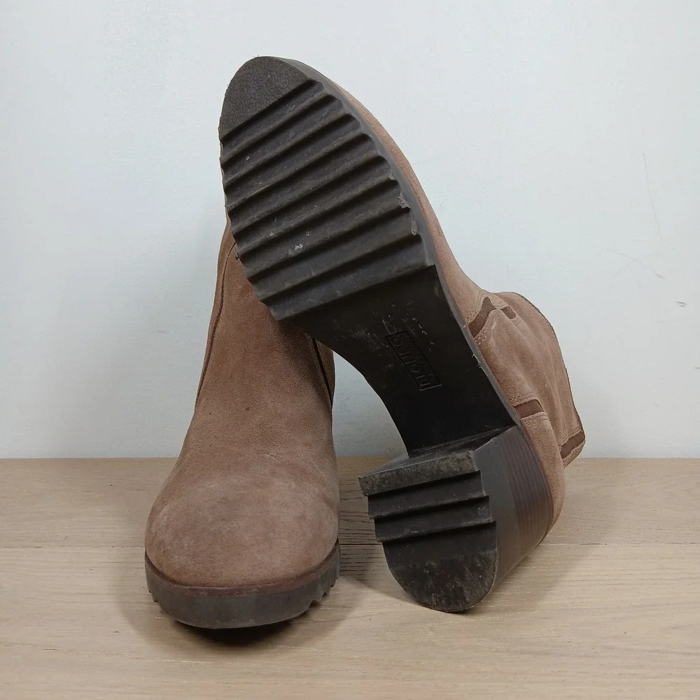 Blondo Raniah Waterproof Ankle Boots Womens 9.5 Taupe Suede Minimalist Office